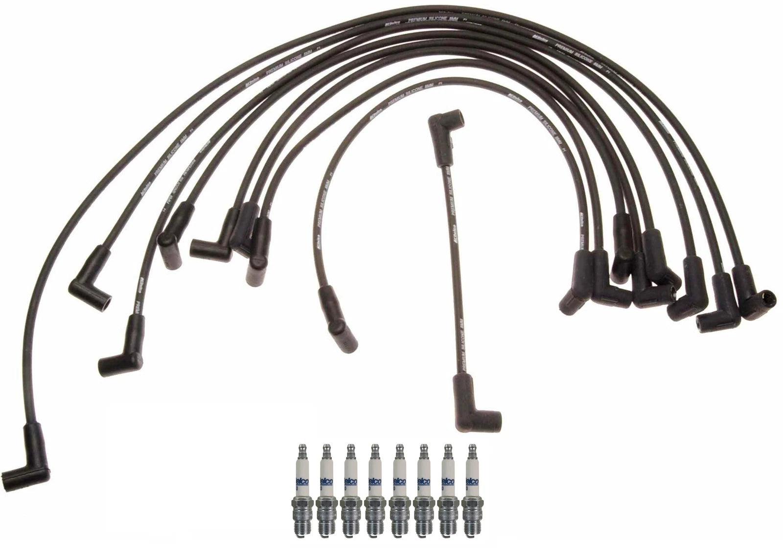 Set of 8 ACDelco Rapidfire Spark Plugs & Ignition Wire Set for GM P30 P2500