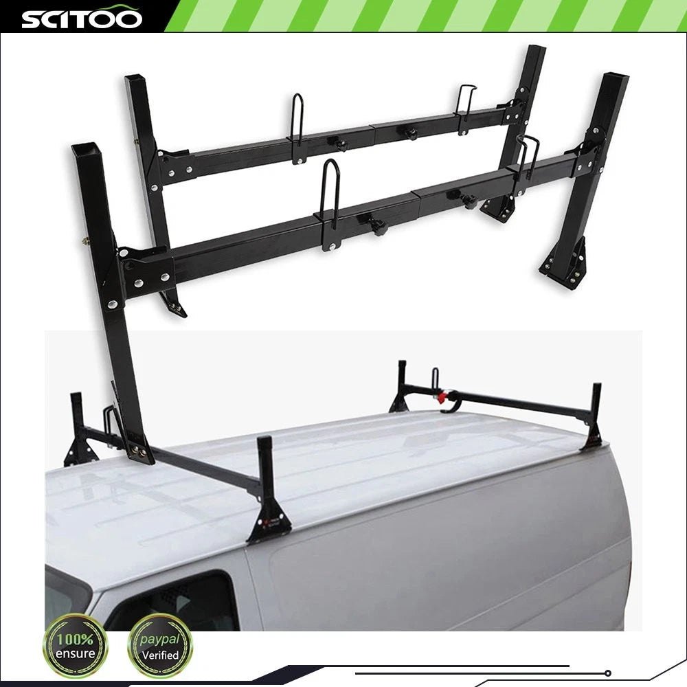 2X Black 2 Bar Ladder Roof Rack Crossbar for Ford Econoline Van