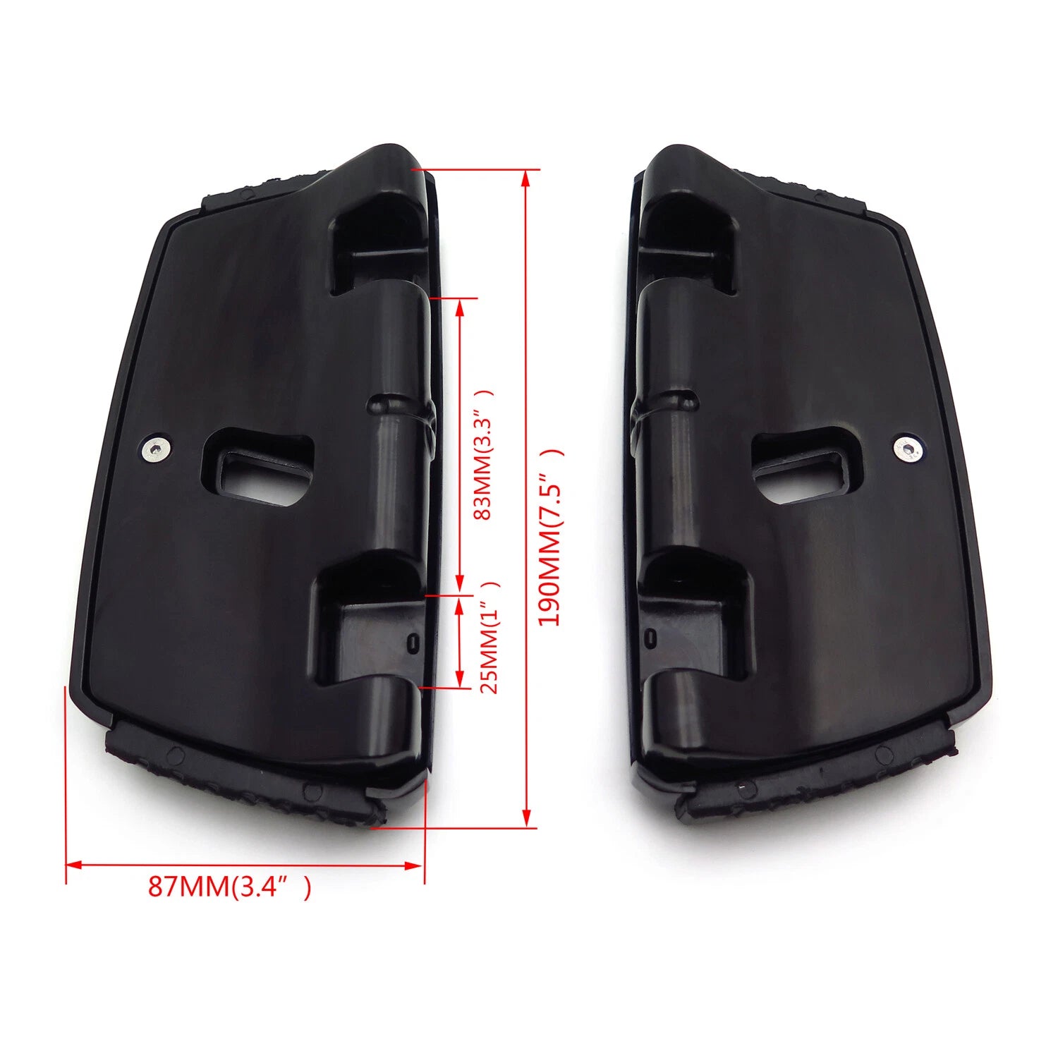 Hana Square Passenger Footboard Black for Harley Dyna/Softail (2006–2019)