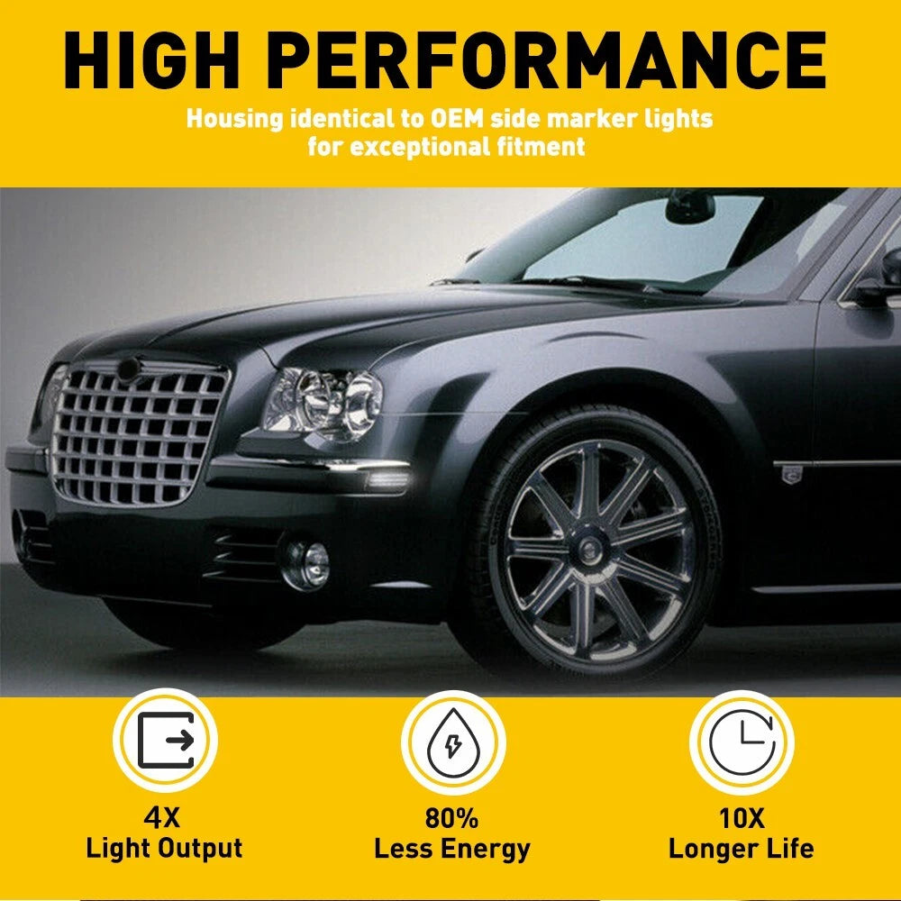 White LED Strip Bumper Side Marker Lights for Chrysler 300 (2005-2014)