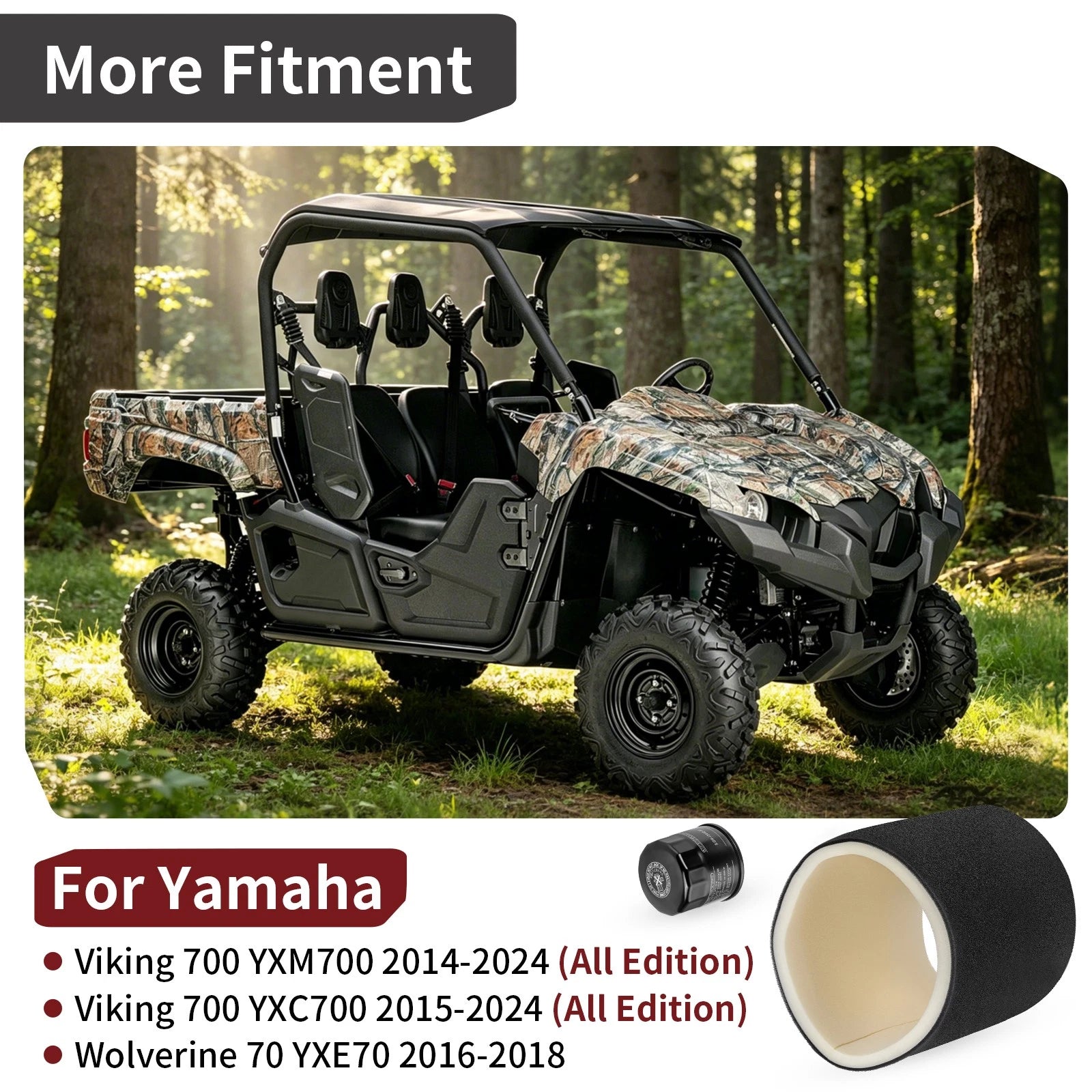 Air & Oil Filter Kit for Yamaha Viking 700 YXM700 (2014–2024) 1XD-E4451-00-00