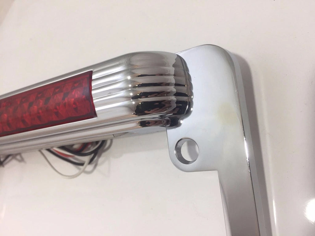 Chrome Motorcycle License Plate Frame Replacement with LED Third Brake Light for