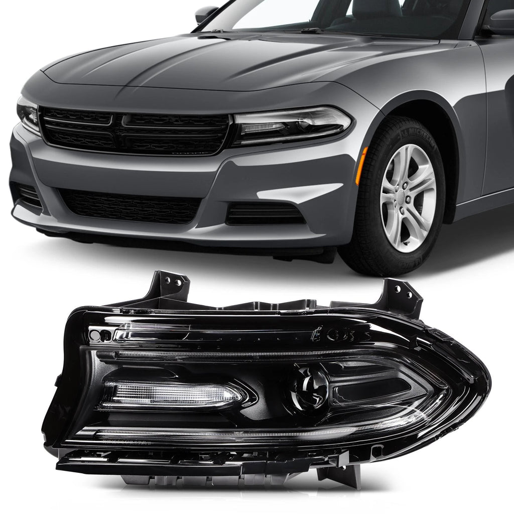 Left Driver Side Headlight Assembly for Dodge Charger (2015–2023) Black