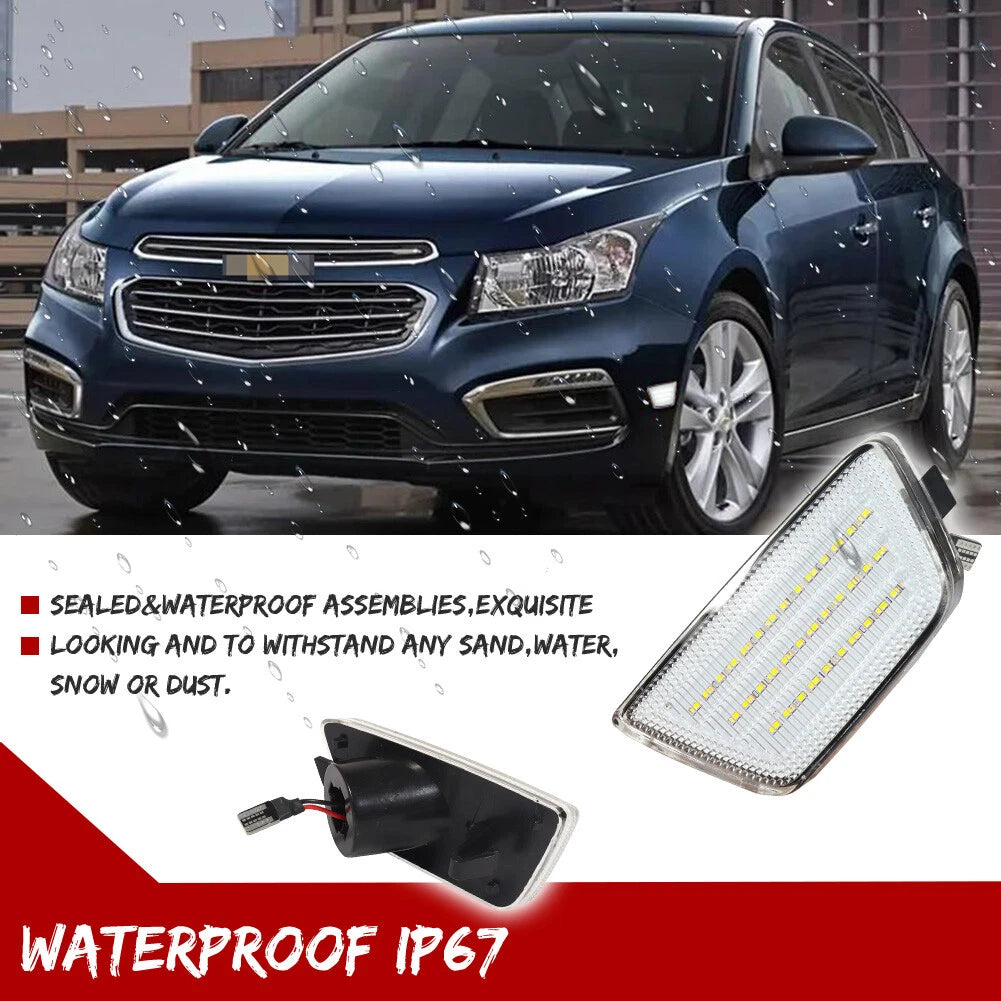 Clear Lens White LED Front Bumper Side Marker Lights for Chevy Cruze (2011–2015)