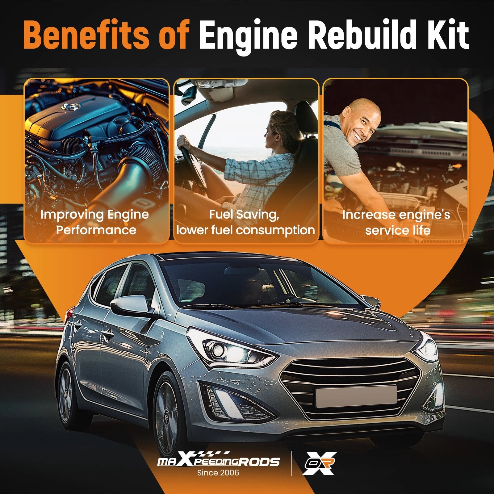 Engine Overhaul Rebuild Kit for Hyundai Kia Accent Rio 1.6L (2012-2016)