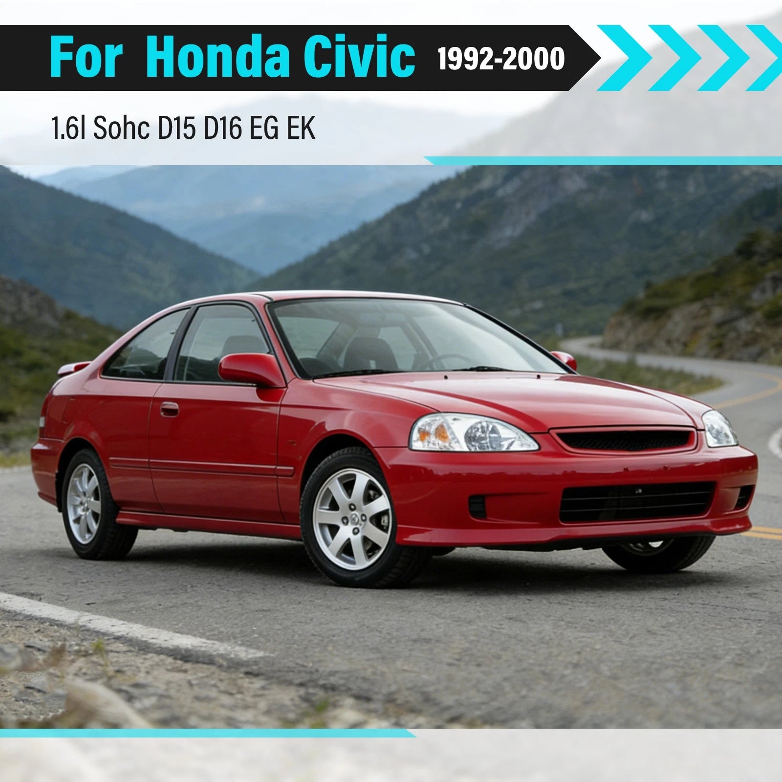 Red Silicone Radiator Hoses for Honda Civic (1992–2000)