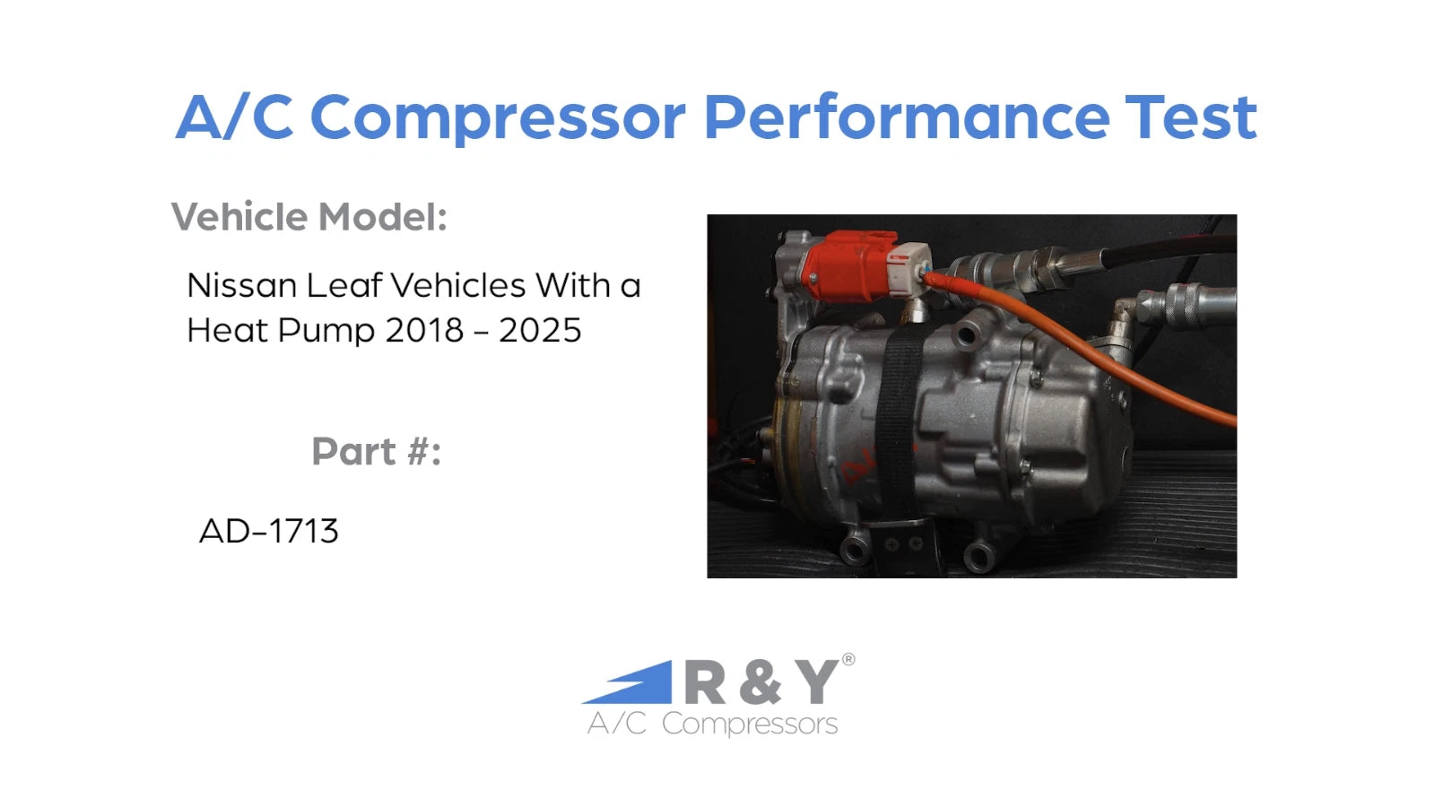 AC Compressor Kit w Condenser for Nissan Leaf Electric (2018–2019)