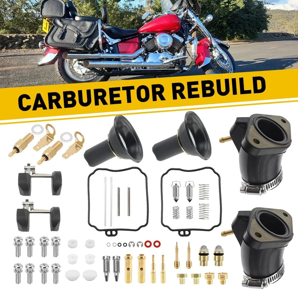 2X Carburetor Rebuild Intake Manifold Kit for Yamaha V Star 650 (1998–2016)