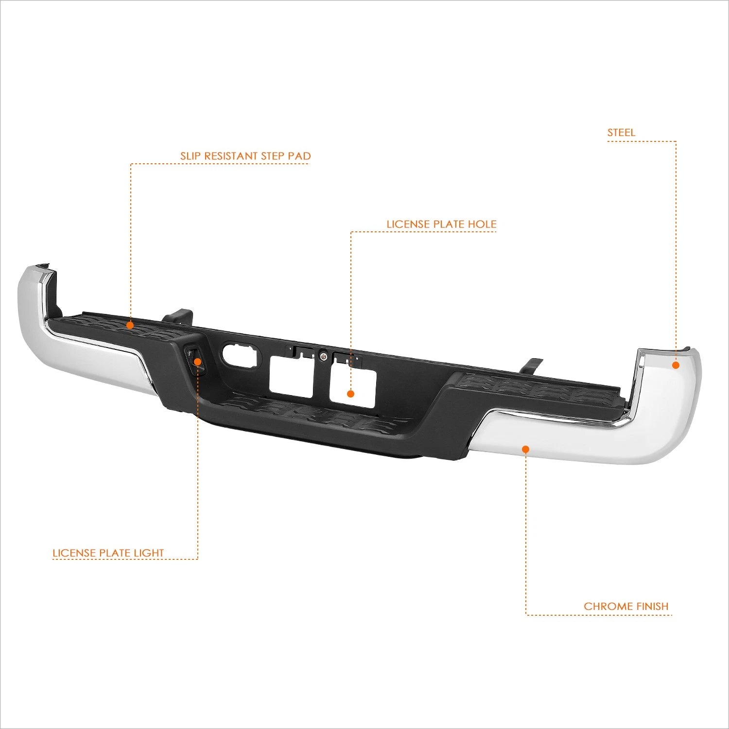 Polished Steel Rear Bumper Assembly for Toyota Tacoma (2016–2023)