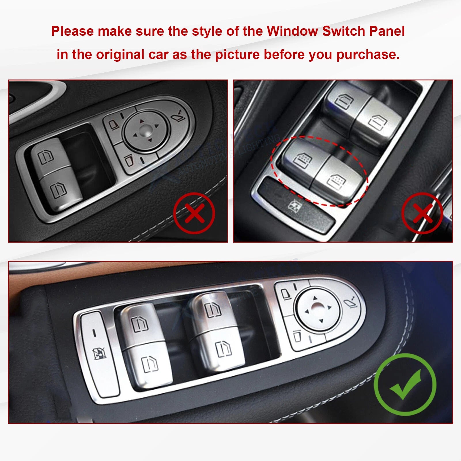 Rear Left Power Window Master Switch Repair Button Cap for Benz C-Class (2015-2021)