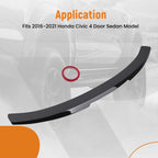 Rear Trunk Window Spoiler for Honda Civic Sedan (2016–2021) Black ABS Sport
