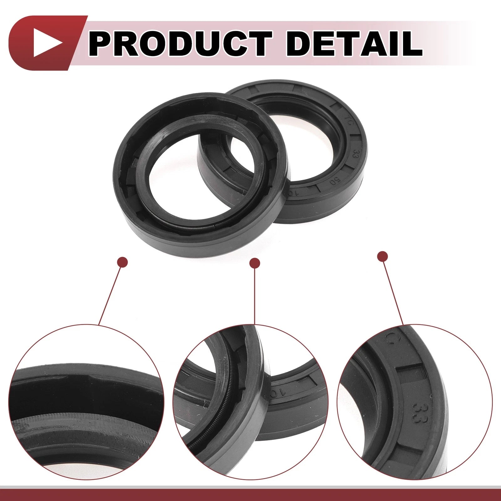 Set of 5 Rotary Shaft Oil Seals 33x50x10mm Nitrile Rubber 672668828670
