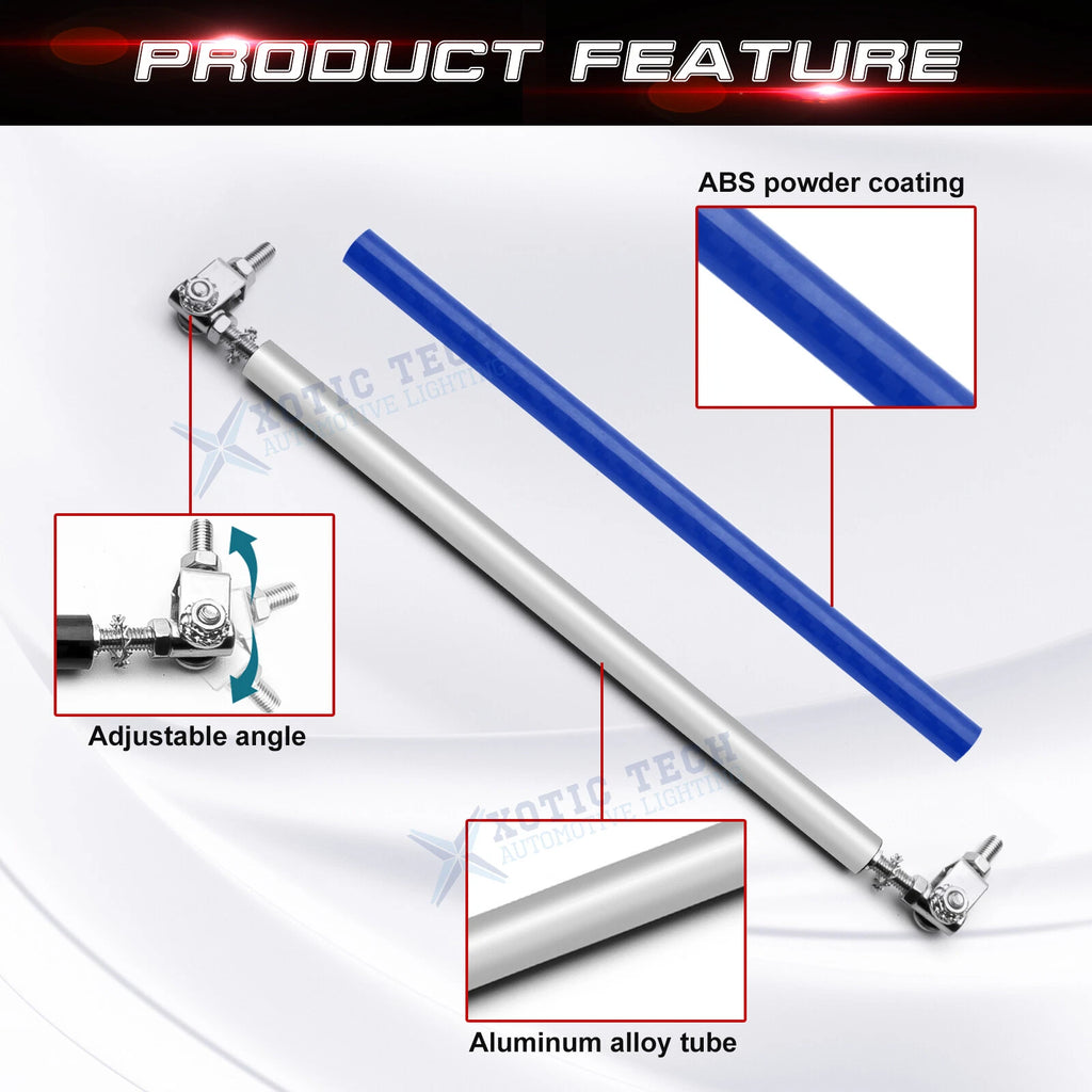 Bumper Lip Splitter Strut Rods Support Bars Universal Fit (10-13 in)