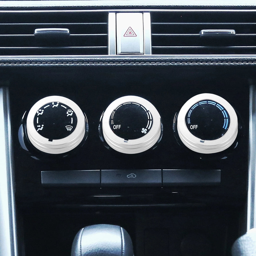 Set of 3 AC Air Conditioner Switch Knob Covers for Mazda CX-3 (2015) Silver Tone