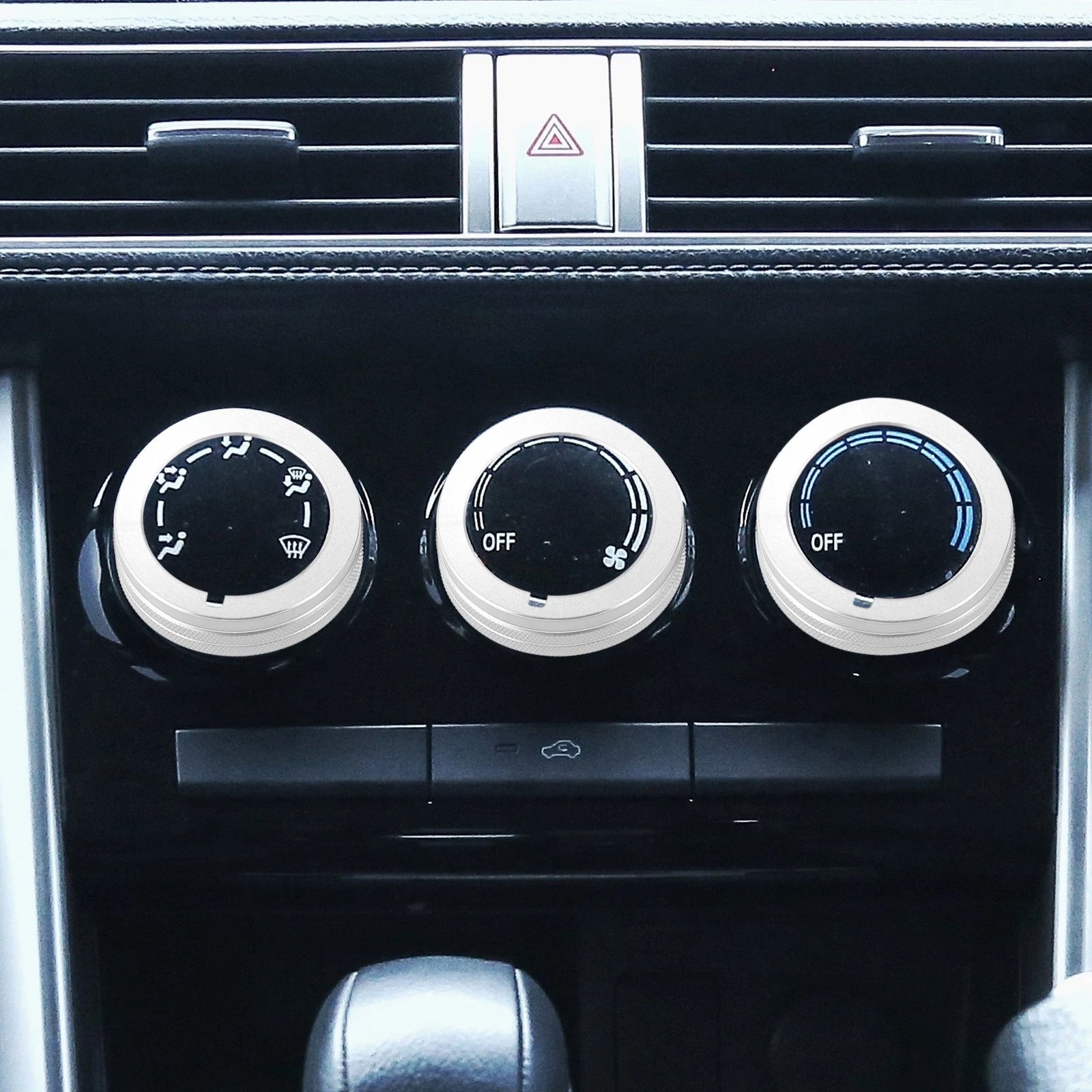 Set of 3 AC Air Conditioner Switch Knob Covers for Mazda CX-3 (2015) Silver Tone