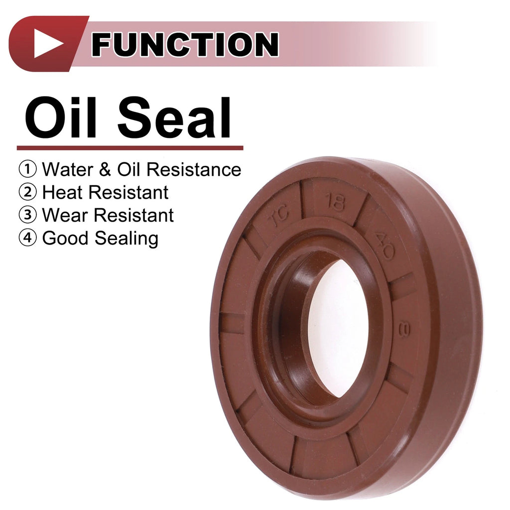 Set of 2 Oil Seal Rotary Shaft Seal FKM Rubber 18x40x8mm