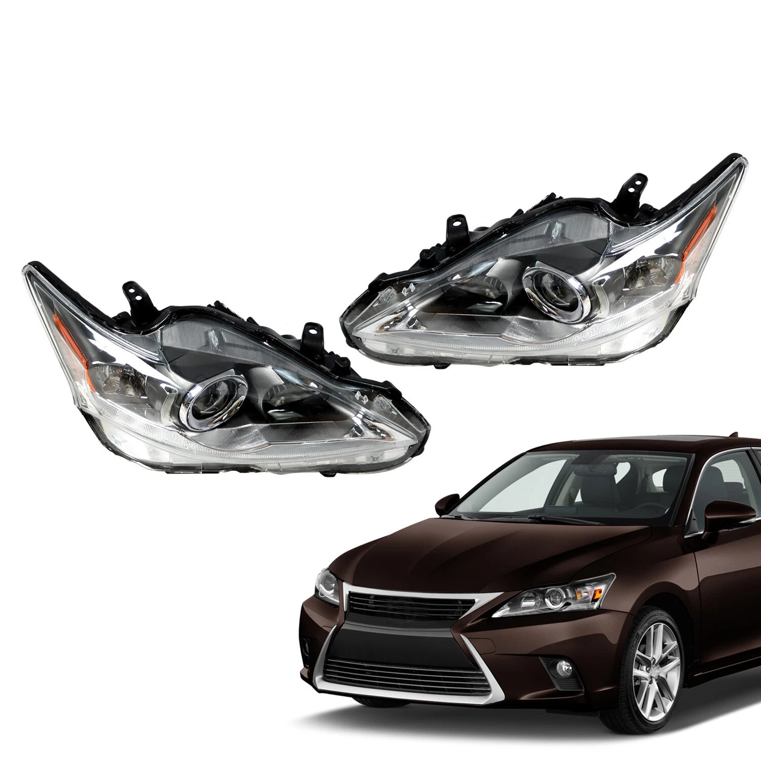 Halogen Headlamps Set of 2 for Lexus CT200H (2011–2016) Left+Right Assembly