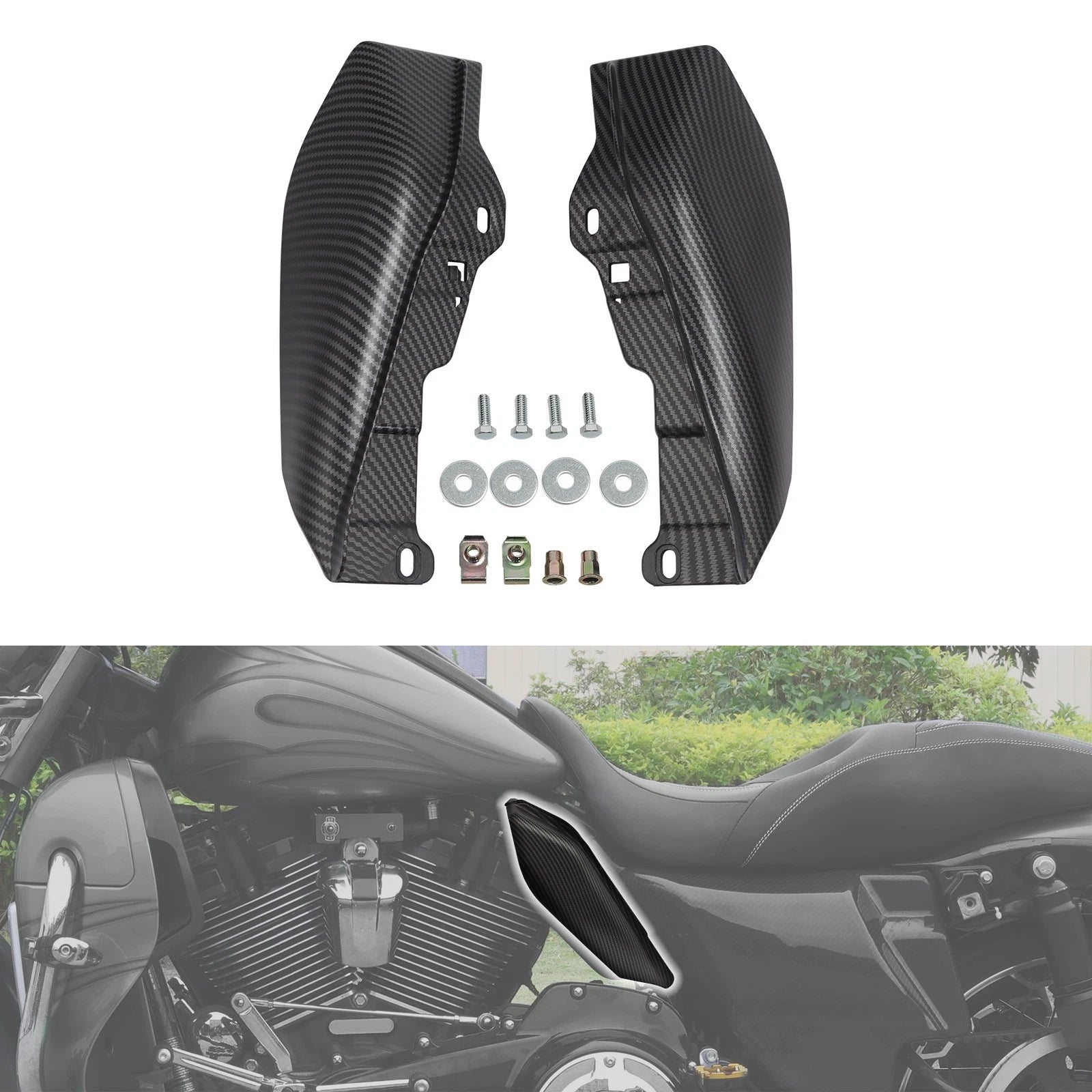Carbon Fiber Matte Black Mid-Frame Air Deflector for Harley Street Glide (2009–2023)