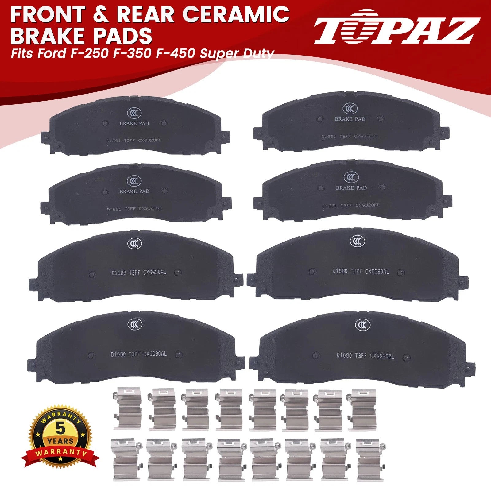 Ceramic Brake Pads for Ford F-250 F-350 F-450 Super Duty (2008–2022)