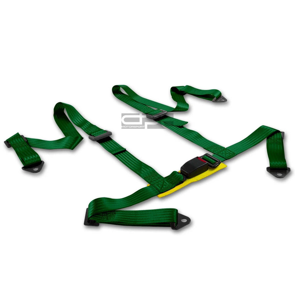 Set of 4 2" Green Nylon Strap Harness Safety Adjustable Buckle Racing Seat Belt