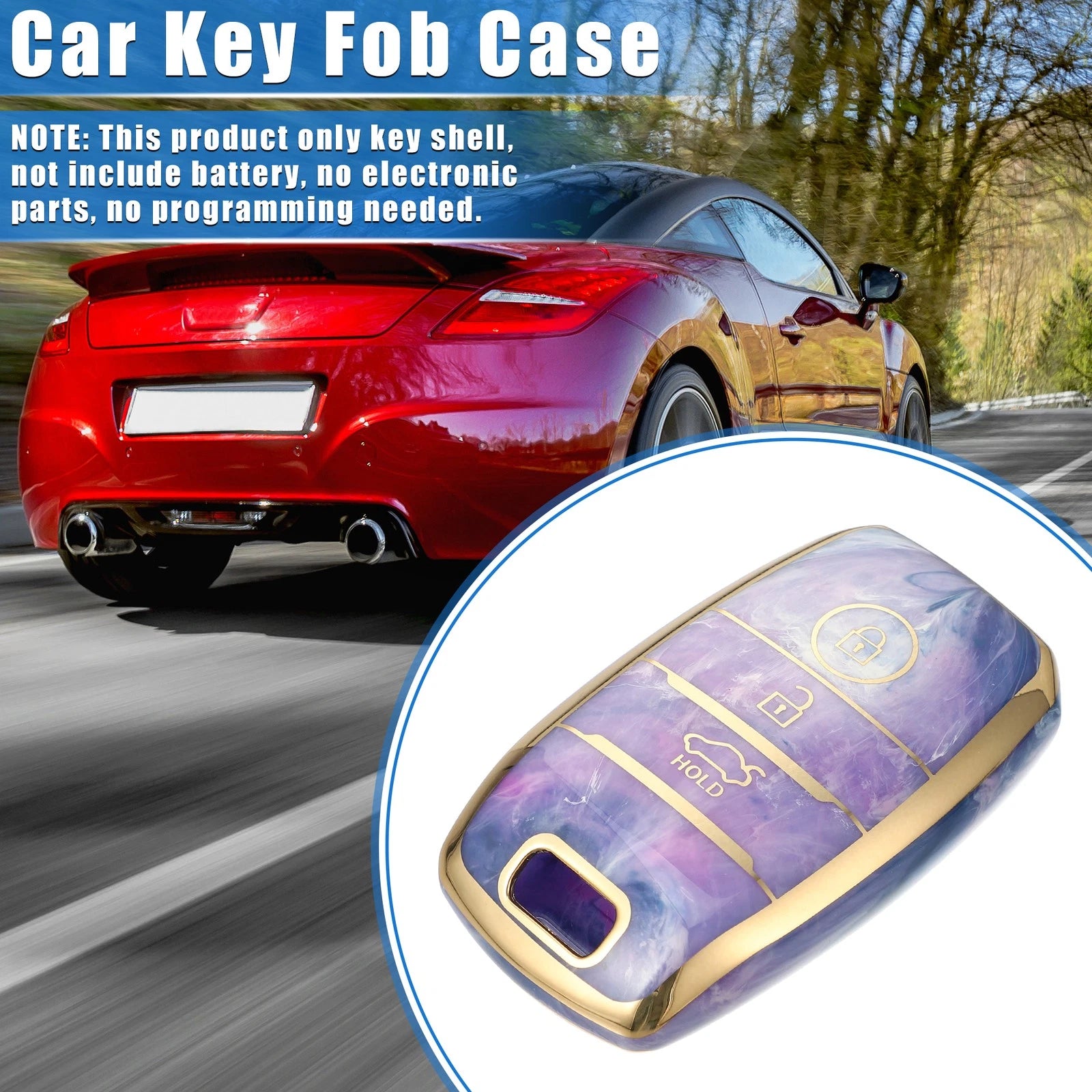 3 Button Remote Key Fob Cover Case for Kia Optima Rio Sportage (2011–2023) TPU Purple