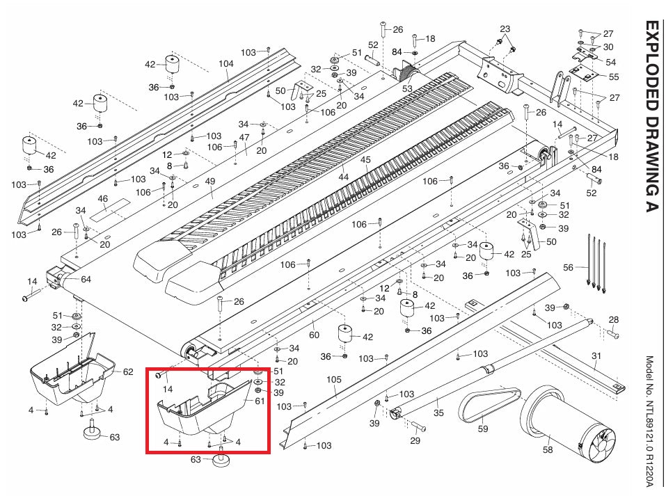 Rear Foot for Nordictrack ProForm TL T10T7 12.0 8.0 900 1000 (415155)