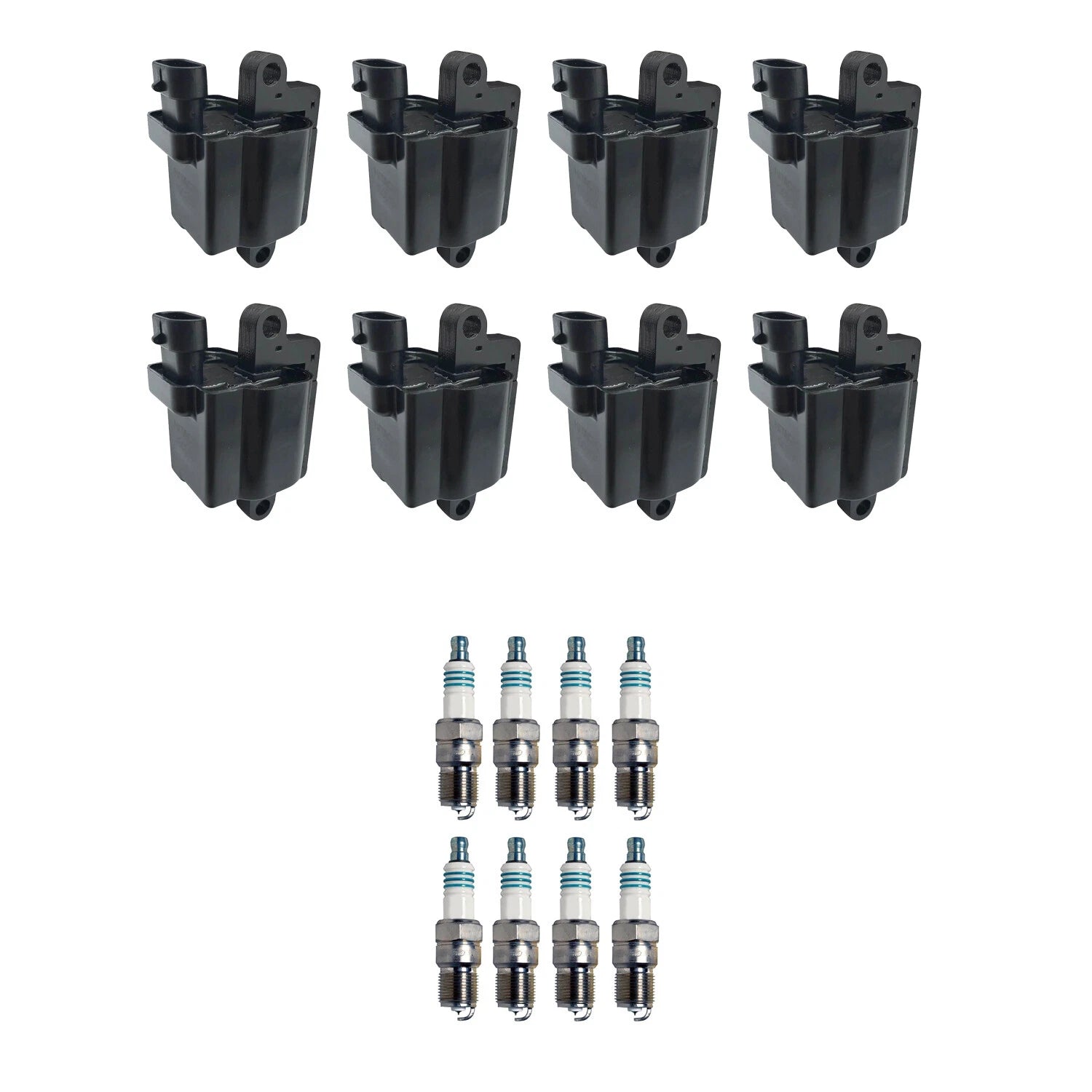 Set of 8 Ignition Coils & Denso Iridium Spark Plugs for Yukon XL 1500 (2000–2023)