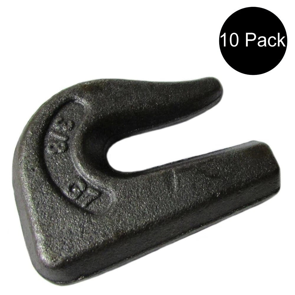 10 Weld On Grab Chain Hooks 3/8" G70 for Bucket Trailer Rigging (0900104)