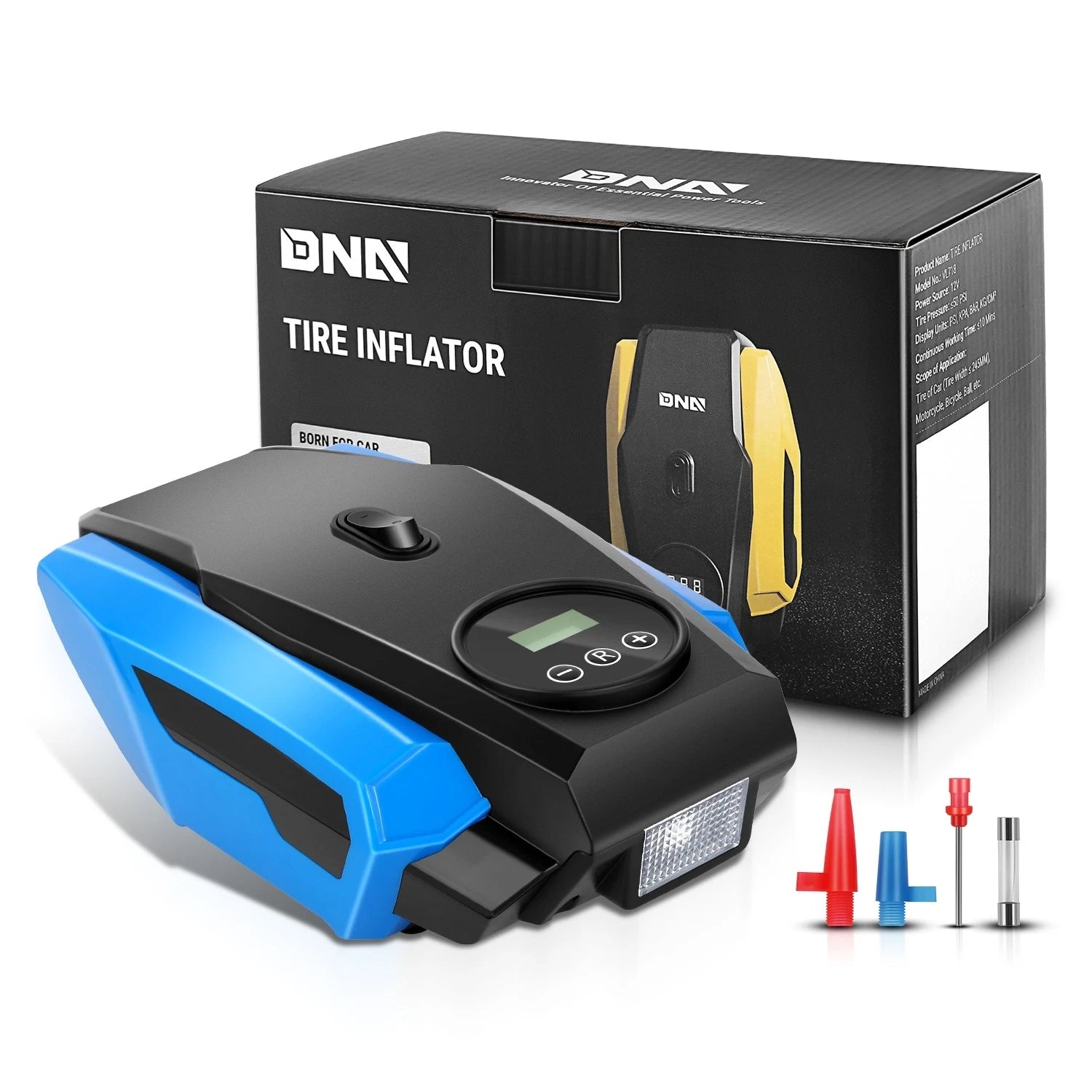 LED Tire Inflator for Universal Vehicles (Portable, Auto Shut Off)
