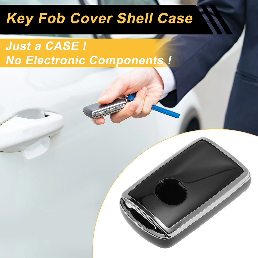 TPU Silicone Car Key Case for Mazda 2/3/5/6 (4 Buttons) - Black/Silver Edge