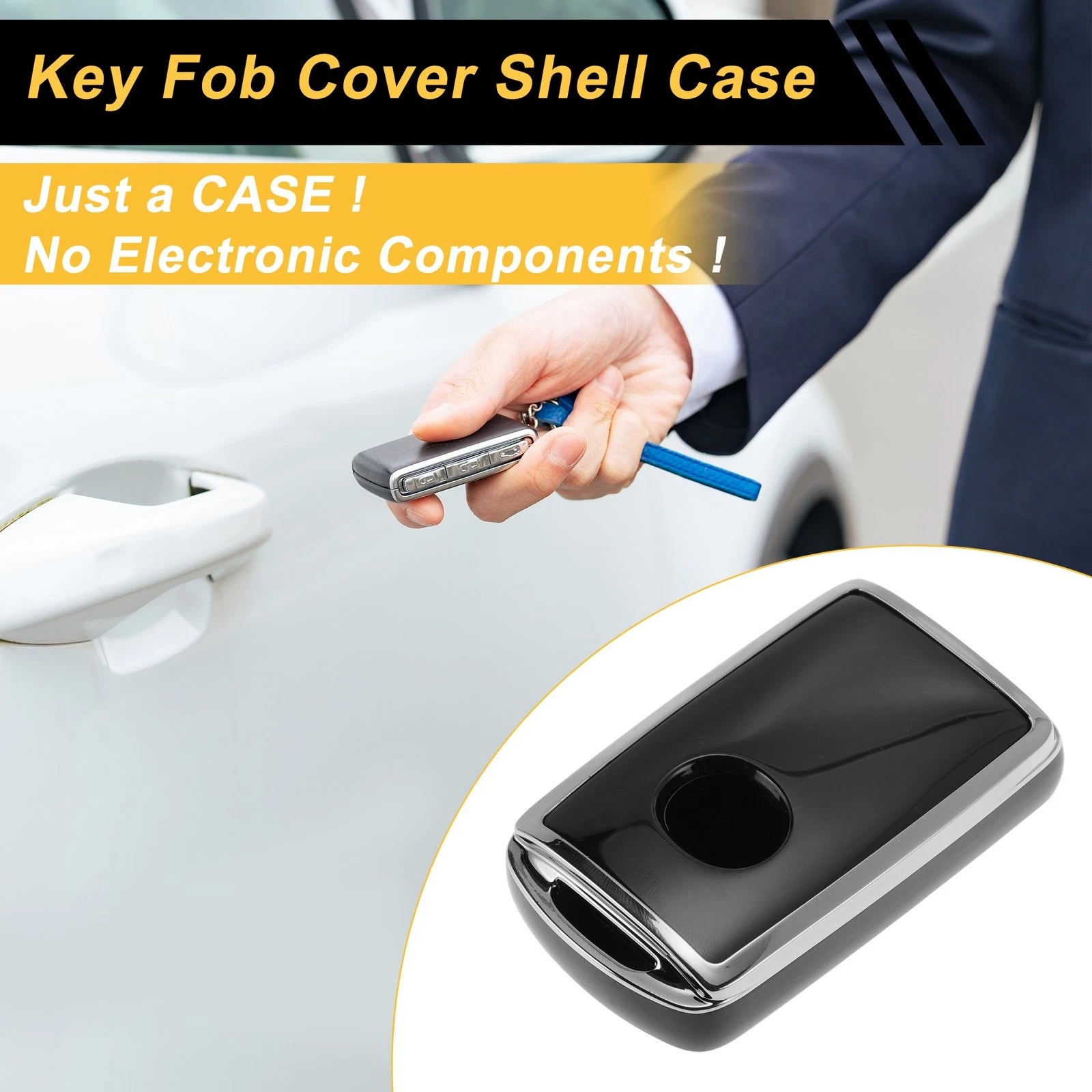 TPU Silicone Car Key Case for Mazda 2/3/5/6 (4 Buttons) - Black/Silver Edge