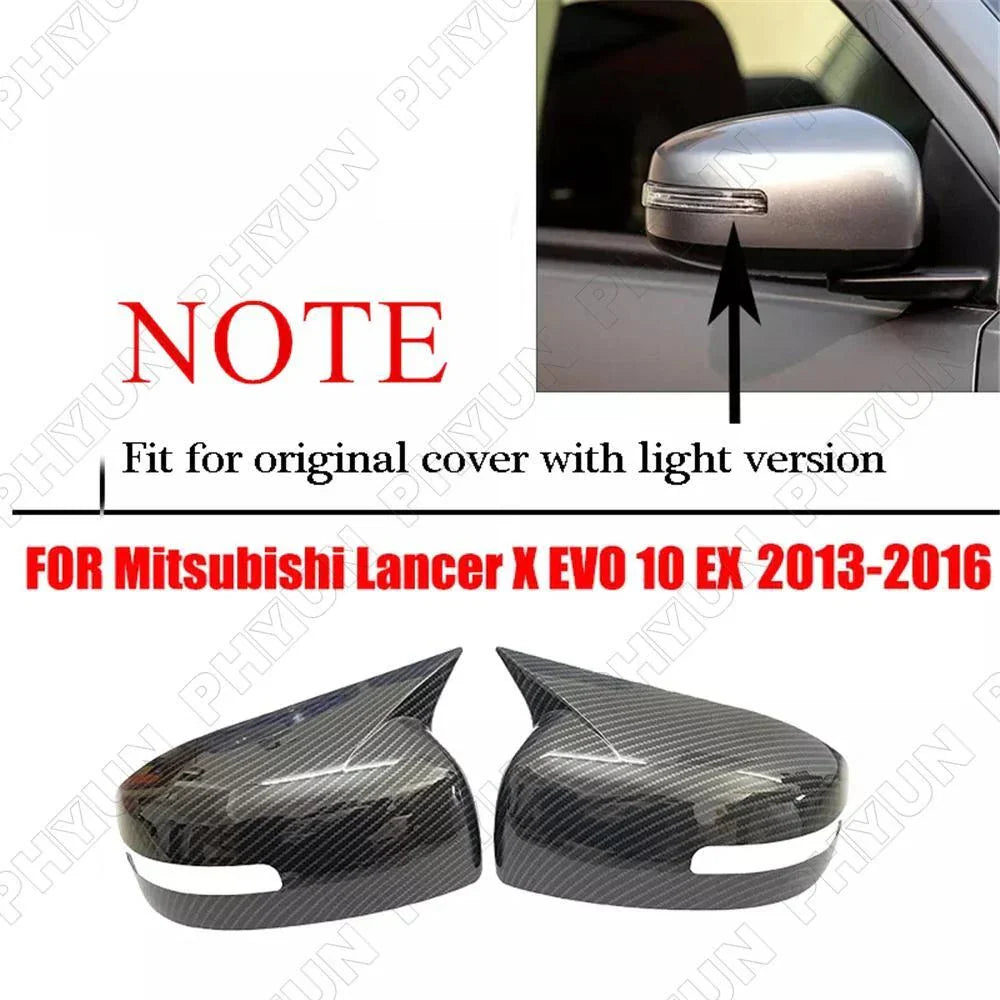 Side View Mirror Covers Carbon Fiber Look for Mitsubishi Lancer EVO (13-16)