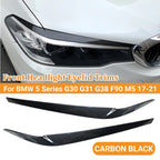 Carbon Look Headlight Eyelid Eyebrow Trims for BMW 5 Series G30 G31 (2017–2021)