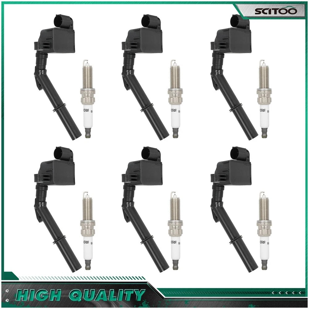 Set of 6 Ignition Coils & 6 Spark Plugs for Mercedes-Benz C350 (2012–2015)