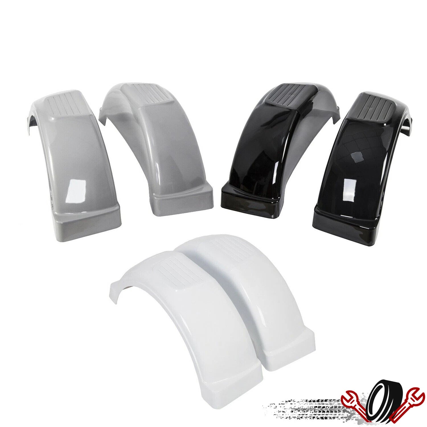 Set of 2 Single Axle Trailer Fenders for 13" Wheels (Fits Various Models)