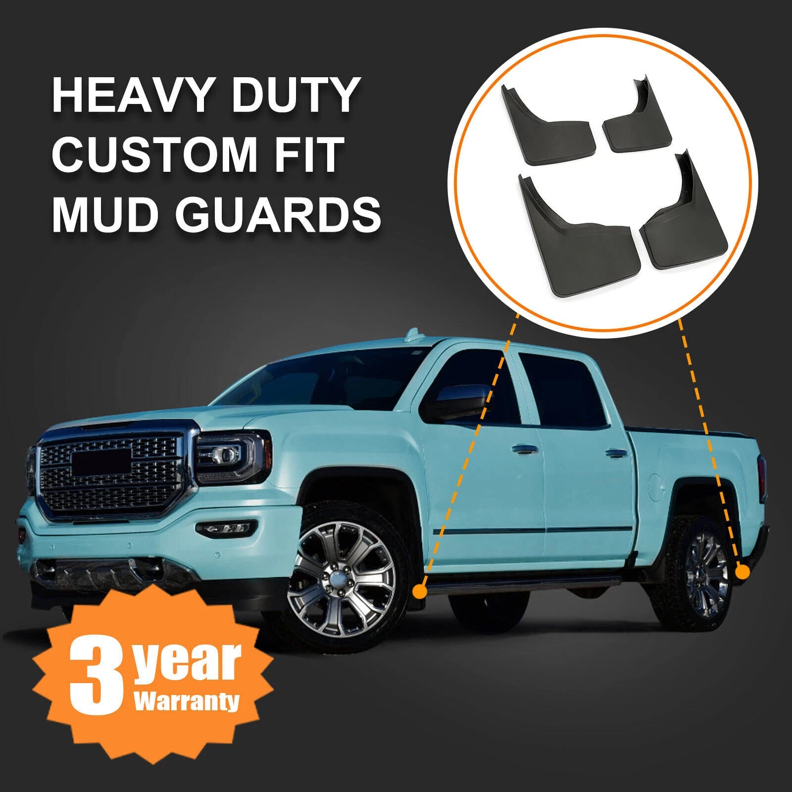 Mud Flaps Splash Guards for GMC Sierra 1500 2500 3500 HD (2014–2018)
