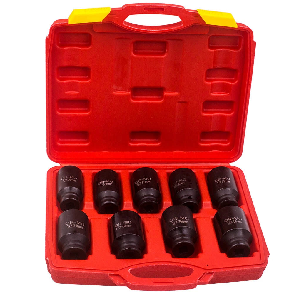 9pcs Deep Impact Socket Kit for Axle Hub Nut (Metric 29-38mm)