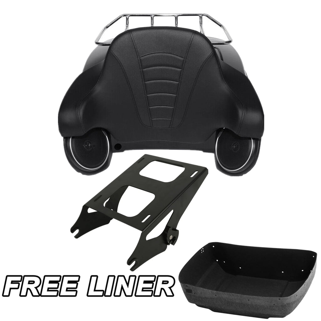 Matte Black Trunk Pad Speaker Mount Rack for Harley Road Glide (2014–2026)