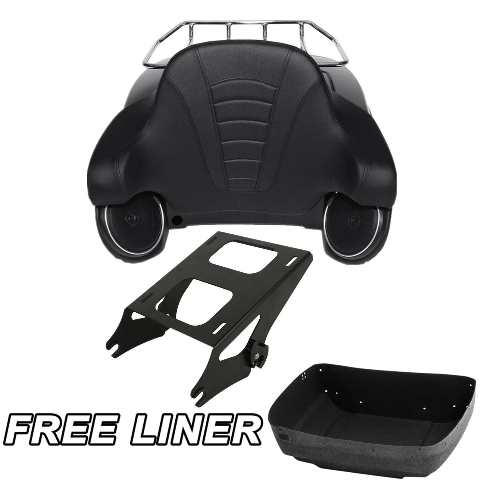 Matte Black Trunk Pad Speaker Mount Rack for Harley Road Glide (2014–2026)