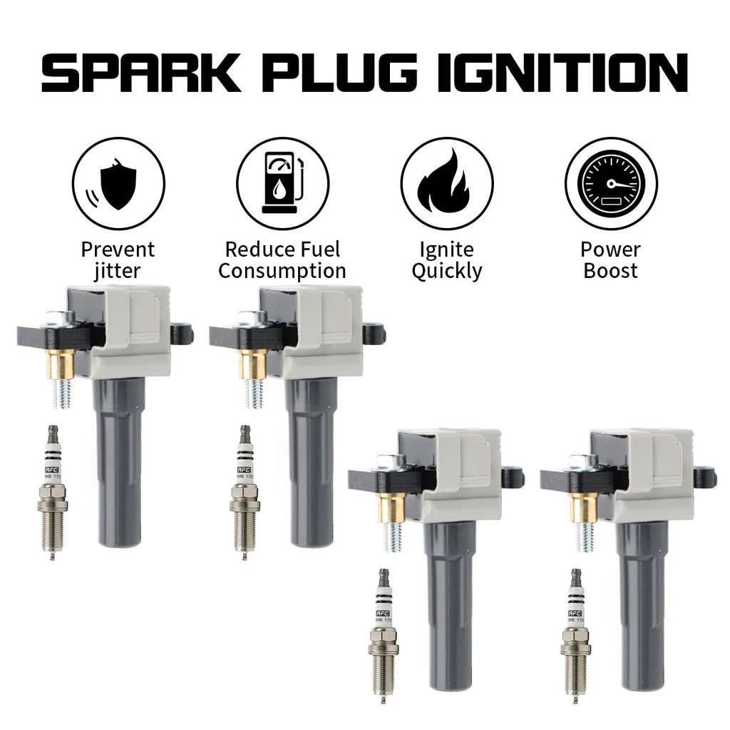 4X Ignition Coil & Spark Plug for Subaru Impreza (2004–2010) Legacy (2005–2009) 2.5L H4