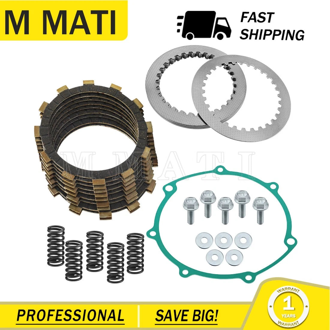 Clutch Plates Kit for Yamaha YZ250F WR250F (2001–2013) Friction Steel Gasket