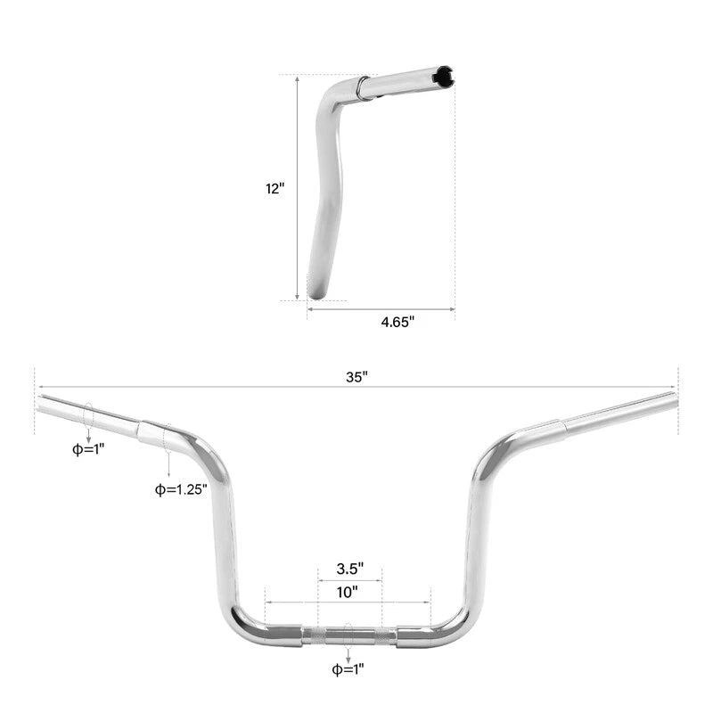 Ape Hanger Handlebar 1 1/4" for Harley Sportster Softail (12''/14''/16"/18'')