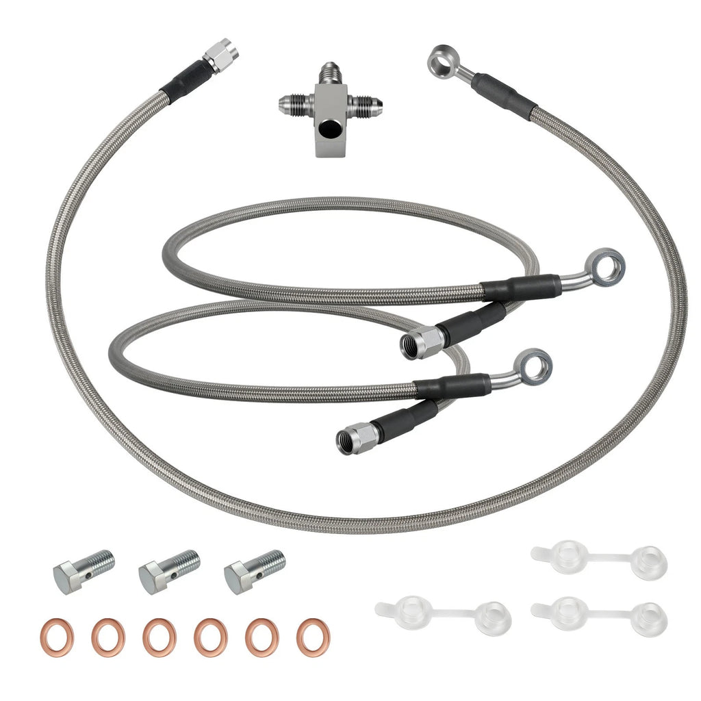 3 Stainless Steel Braided Front Brake Lines Kit for Kawasaki KFX400 (2003–2004)