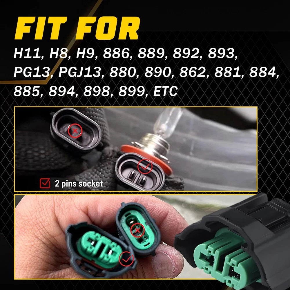 H11 Headlight Bulb Connector Socket Plug for