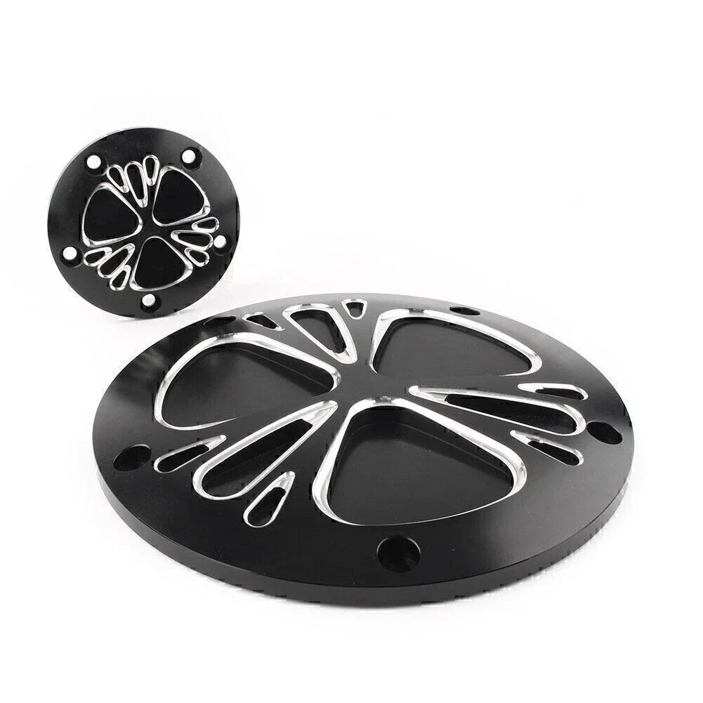Black Clutch Timer & Point Covers for Harley Dyna, Softail, Sportster