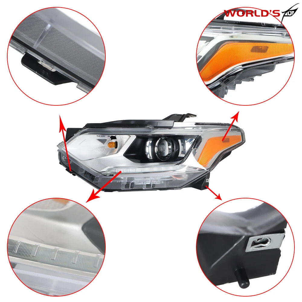 Left Headlamp for Chevy Traverse (2018–2020) HID LED DRL Chrome