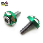 2X Metal Motorcycle License Plate Frame Bolt Screw Fastener Green