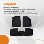 Set of 4 Anti-Slip TPE Black All Weather Floor Mats for Jeep Cherokee (2015–2023)