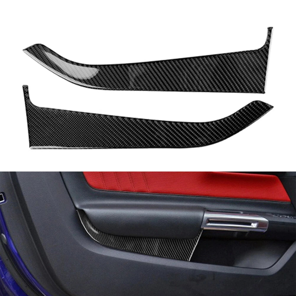 2X Carbon Fiber Interior Door Panel Cover for Ford Mustang (2015–2023)