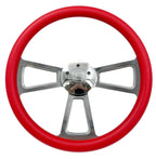 Polished 5 Hole Steering Wheel Rim Red Wrap for Peterbilt Kenworth Freightliner (18")